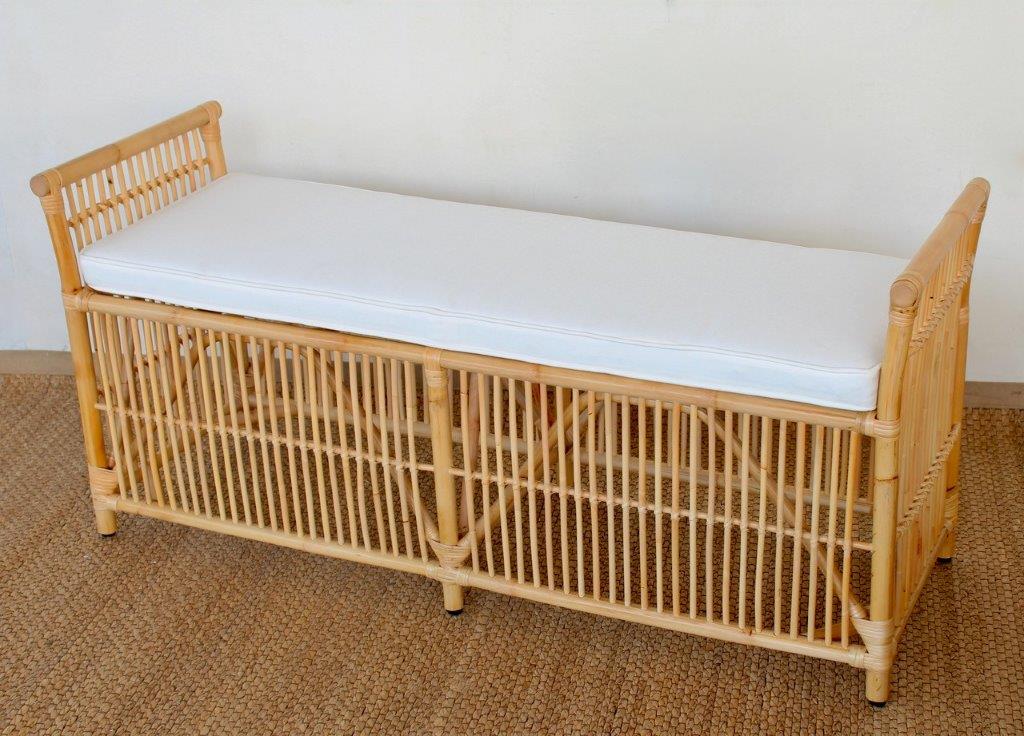 Rattan Bench With Natural Cushion